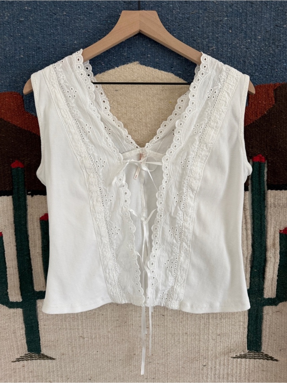 Free People White Eyelet Tie-Front and eyelet skirt - Picture 5 of 6